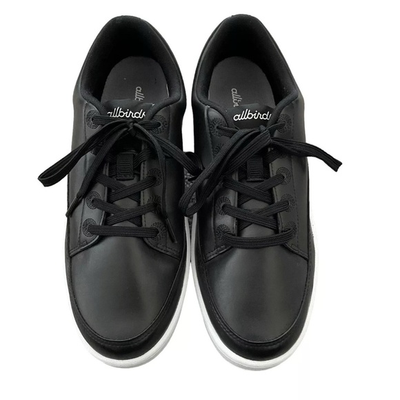 Allbirds Plant Pacers Black Sneakers Vegan Leather Size 9 Lace Up - Picture 2 of 10